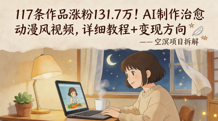 117条作品涨粉131.7W!AI制作治愈动漫风视频,详细教程+变现方向