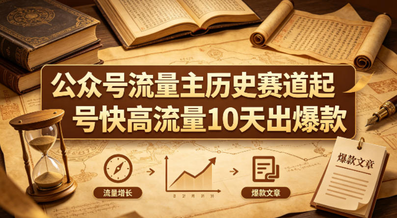 公众号流量主之历史赛道,起号快+高流量,10天就能出爆款!