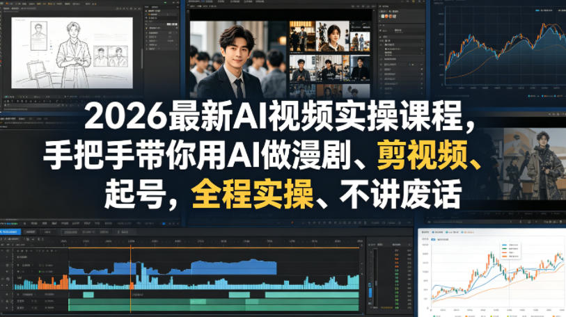 2026最新AI视频实操课程,手把手带你用AI做漫剧、剪视频、起号,全程实操、不讲废话