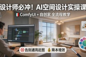 设计师必冲！AI空间设计实操课，ComfyUI+自创家全教学，告别通宵赶图，降本增效