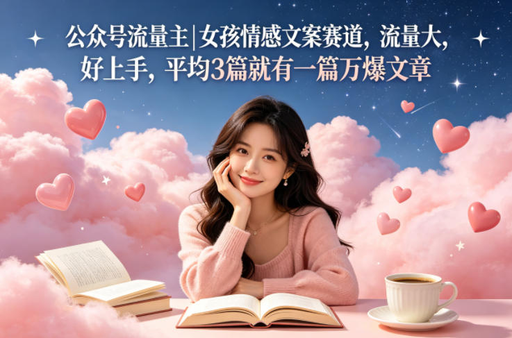 公众号流量主女孩情感文案赛道,流量大,好上手,平均3篇就有一篇万爆文章