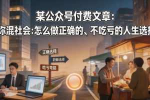 某公众号付费文章：教你混社会：怎么做正确的、不吃亏的人生选择？