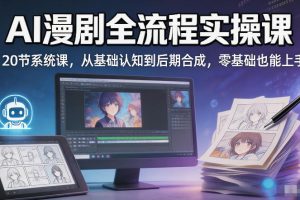 AI漫剧全流程实操课｜20节系统课，从基础认知到后期合成，零基础也能上手