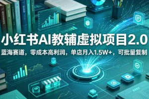 小红书AI教辅虚拟项目2.0，蓝海赛道，零成本高利润，单店月入1.5W+，可批量复制