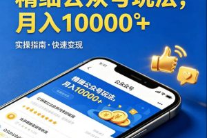 精细化公众号玩法，我们给你提供文章，你来负责发布，收益可观，月入1W+【揭秘】