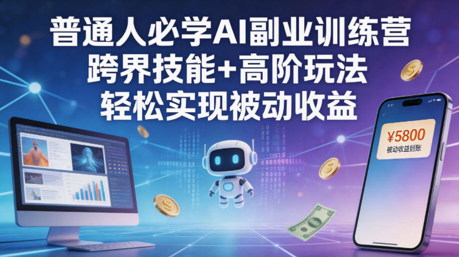 普通人必学AI副业训练营跨界技能+高阶玩法轻松实现被动收益