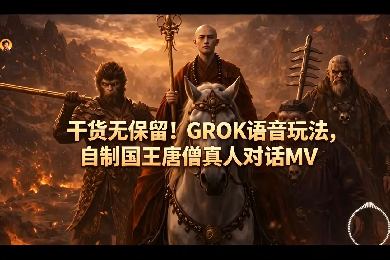 干货无保留!GROK语音玩法,自制国王唐僧真人对话MV