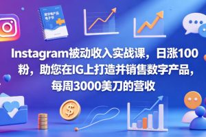 Instagram被动收入实战课，日涨100粉，助您在IG上打造并销售数字产品，每周3000美刀的营收【原创双语字幕】