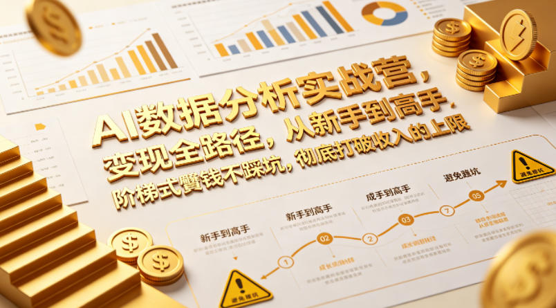 AI数据分析实战营，变现全路径，从新手到高手，阶梯式賺钱不踩坑，彻底打破收入的上限