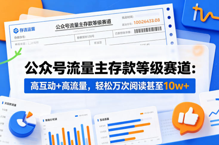 公众号流量主之存款等级赛道，高互动+高流量，轻松达到万次阅读，甚至10w+