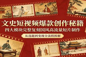 文史短视频爆款创作秘籍：四大模块完整复刻国风高流量短片制作