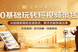 0基础玩转短视频带货：从拍摄剪辑到全域投流，新手也能快速出单