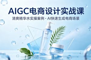 AIGC电商设计实战课，以清爽精华水为实操案例，教你用AI快速生成电商场景