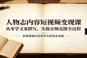 人物志内容短视频变现课：从零学文案撰写，实操音频克隆全过程
