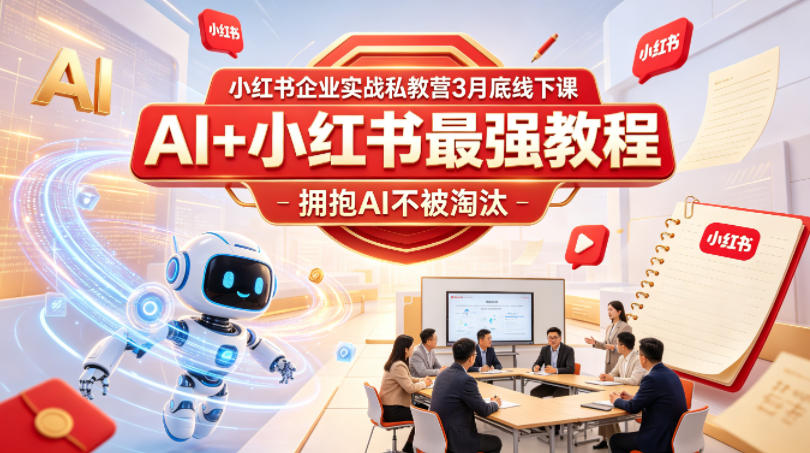 小红书企业实战私教营3月底线下课，AI+小红书最强教程，拥抱AI不被淘汰