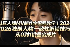 AI真人版MV制作全流程教学｜2026独创人物一致性解锁技巧，从0到1批量出成片