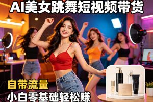 AI美女跳舞短视频带货：自带流量，小白零基础轻松賺，详细拆解