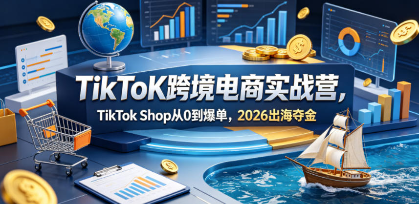 TikToK跨境电商实战营,TikTok Shop从0到爆单,2026出海夺金