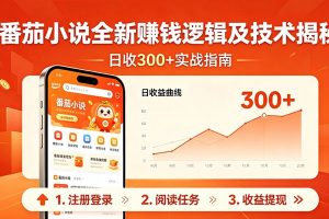 番茄小说全新赚钱逻辑及技术日收300+，小白新书皆可做！无脑赚就行了！