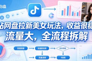 B站网盘拉新美女玩法，收益很稳定，流量大，全流程拆解