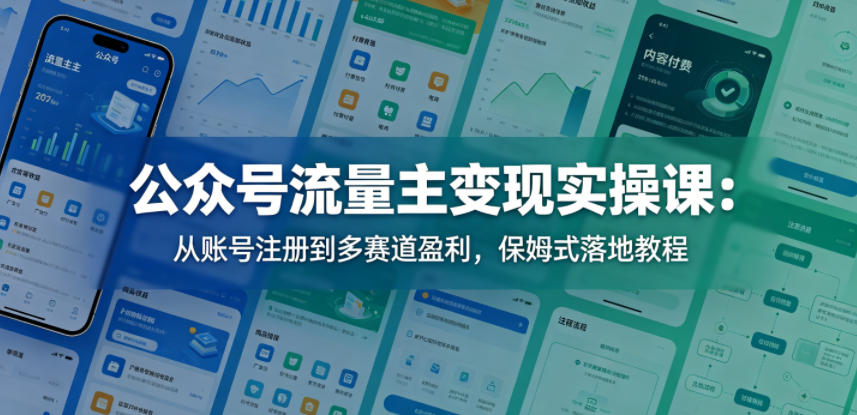 公众号流量主变现实操课:从账号注册到多赛道盈利,保姆式落地教程