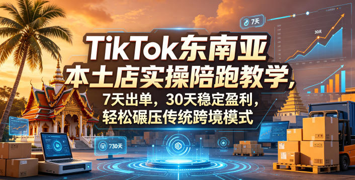 TikTok东南亚本土店实操陪跑教学,7天出单,30天稳定盈利,轻松碾压传统跨境模式