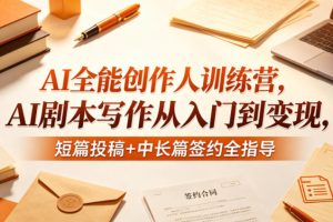 AI全能创作人训练营，AI剧本写作从入门到变现，短篇投稿+中长篇签约全指导