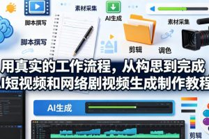 用真实的工作流程，从构思到完成AI短视频和网络剧视频生成制作教程-中英字幕