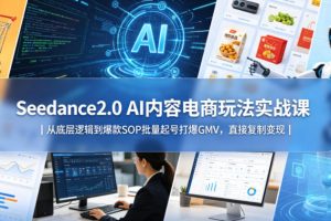 Seedance2.0 AI内容电商玩法实战课｜从底层逻辑到爆款SOP批量起号打爆GMV，直接复制变现