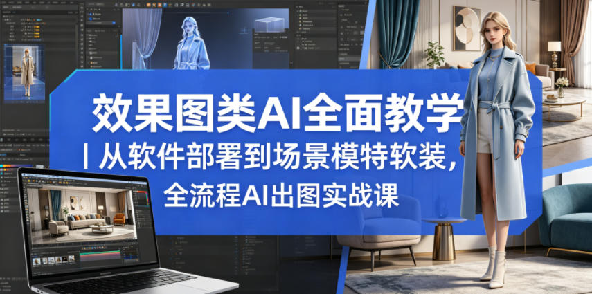 效果图类AI全面教学|从软件部署到场景模特软装,全流程AI出图实战课