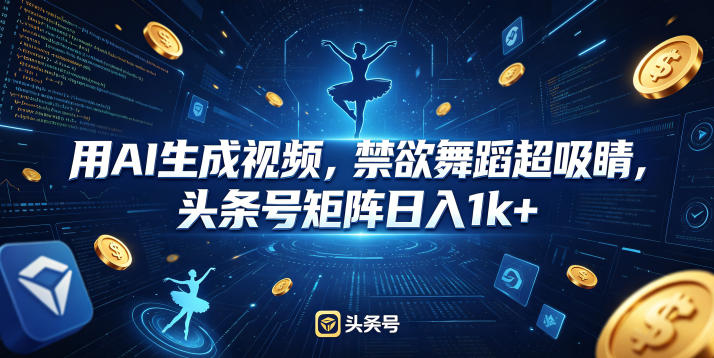 用AI生成视频,禁欲舞蹈超吸睛,头条号矩阵日入1k+