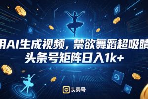 用AI生成视频，禁欲舞蹈超吸睛，头条号矩阵日入1k+
