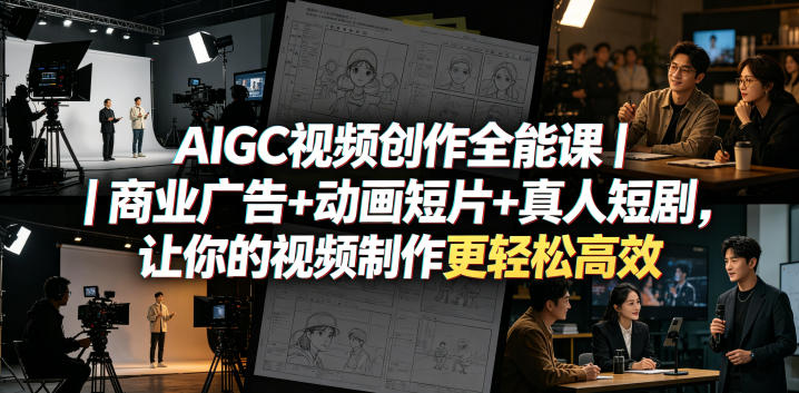 AIGC视频创作全能课|商业广告+动画短片+真人短剧,让你的视频制作更轻松高效