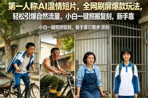 第一人称AI温情短片，全网刷屏爆款玩法，轻松引爆自然流量，小白一键照搬复刻，新手靠它稳步涨粉