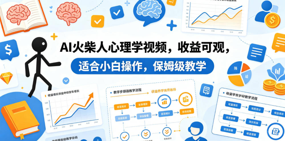 AI火柴人心理学视频，收益可观，适合小白操作，保姆级教学