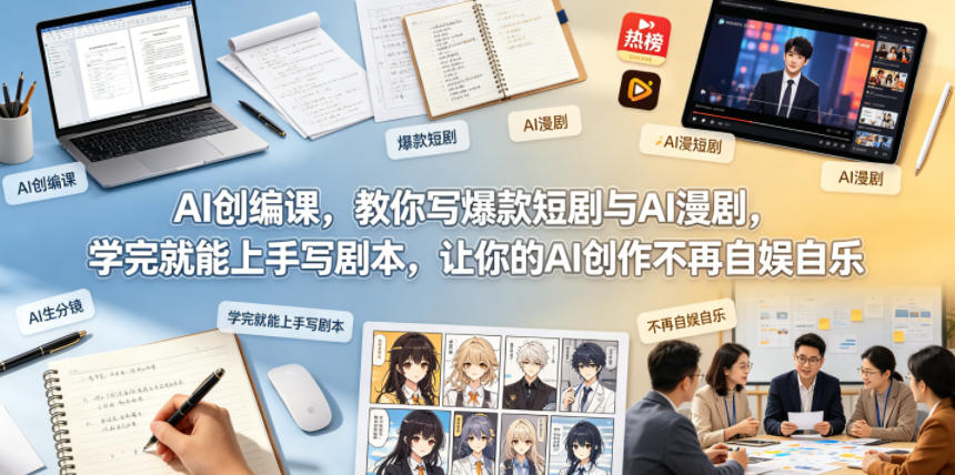 AI创编课,教你写爆款短剧与AI漫剧,学完就能上手写剧本,让你的AI创作不再自娱自乐