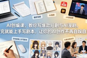 AI创编课，教你写爆款短剧与AI漫剧，学完就能上手写剧本，让你的AI创作不再自娱自乐