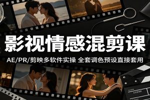 影视情感混剪课：AE/PR/剪映多软件实操，全套调色预设直接套用