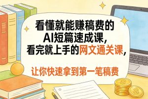 看懂就能賺稿费的AI短篇速成课，看完就上手的网文通关课，让你快速拿到第一笔稿费（更新5月）