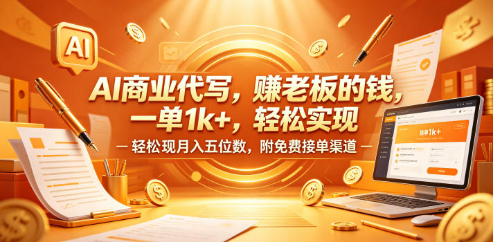 AI商业代写,賺老板的钱,一单1k+,轻松实现月入五位数,附免费接单渠道【揭秘】