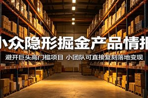 小众隐形掘金产品情报：避开巨头高门槛项目，小团队可直接复刻落地变现