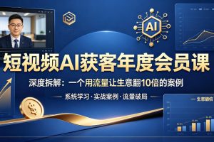 短视频AI获客年度会员课，深度拆解，一个用流量让生意翻10倍的案例