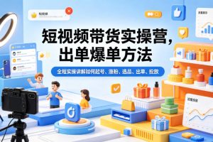 短视频带货实操营，出单爆单方法，全程实操讲解如何起号、涨粉、选品、出单、投放（更新0515）