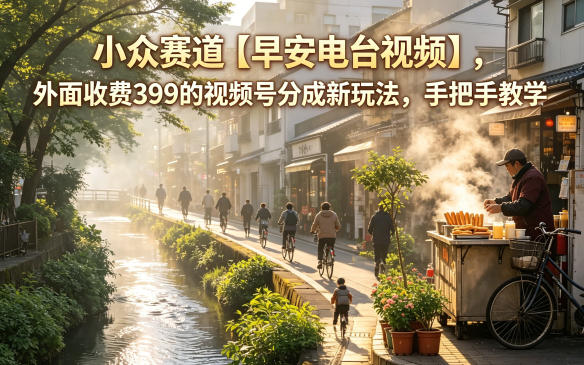 小众赛道【早安电台视频】,外面收费399的视频号分成新玩法,手把手教学