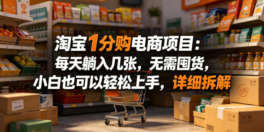 淘宝1分购电商项目:每天躺入几张,无需囤货,小白也可以轻松上手,详细拆解