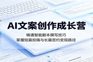 AI文案创作成长营：精通智能剧本撰写技巧，掌握短篇投稿与长篇签约变现路径