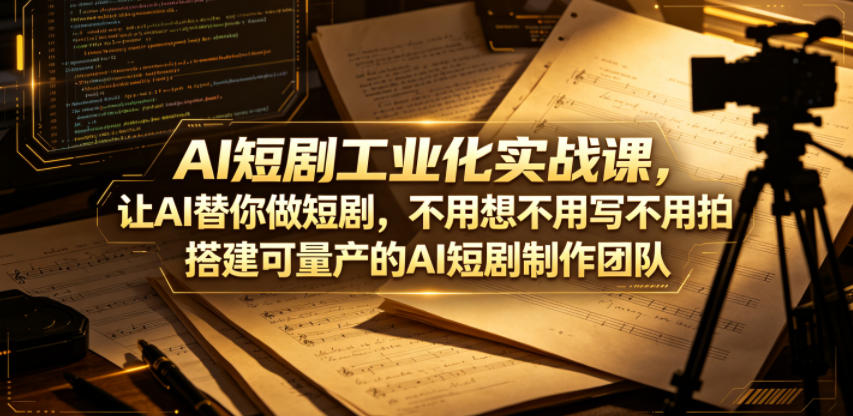 AI短剧工业化实战课,让AI替你做短剧,不用想不用写不用拍,搭建可量产的AI短剧制作团队