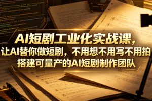 AI短剧工业化实战课，让AI替你做短剧，不用想不用写不用拍，搭建可量产的AI短剧制作团队