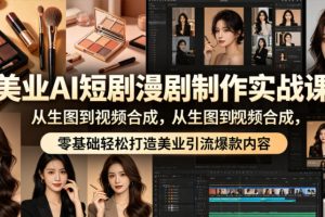 美业AI短剧漫剧制作实战课，从生图到视频合成，零基础轻松打造美业引流爆款内容
