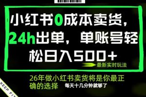 小红书0成本AI卖货，24小时出单，全流程托管，保底日入500+，每天十几分钟就够了【揭秘】
